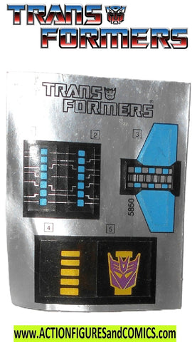 Transformers SWINDLE 1986 STICKER Sheet vintage g1 1