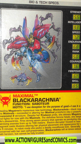 Transformers Beast Wars BLACKARACHNIA TM Canada tech spec