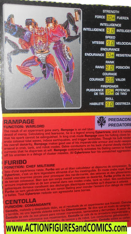 Transformers Beast Wars RAMPAGE Canada tech spec crab