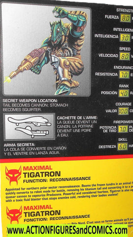 Transformers Beast Wars TIGATRON Canada squid tech spec