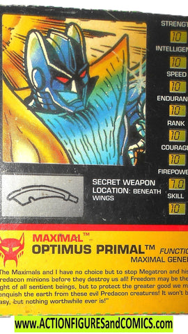 Transformers Beast Wars OPTIMUS PRIMAL prime tech card 1996