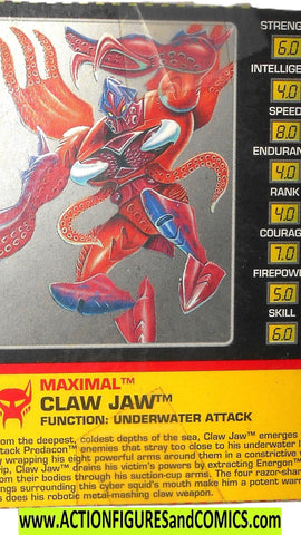 Transformers Beast Wars CLAW JAW 1996 squid tech spec