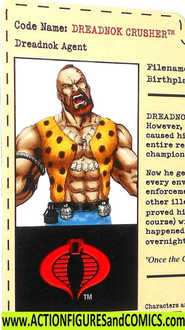Gi joe GNAWGAHYDE Crusher 2004 FILE CARD fc sdcc joecon