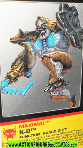 Transformers beast wars K-9 File Card german shepard dog 1996