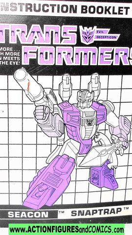 Transformers SNAPTRAP instructions booklet seacon piranacon g1 1