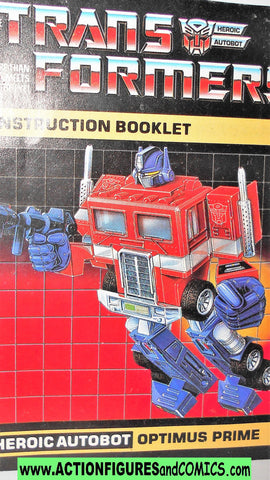 Transformers OPTIMUS PRIME 1984 instructions booklet vintage g1 1