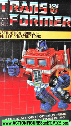 Transformers OPTIMUS PRIME 1984 instructions booklet canada g1 1