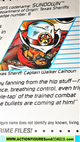 Cops 'n Crooks SUNDOWN sheriff cowboy crime files FILE CARD vintage 1988 C.o.p.s.