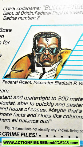 Cops 'n Crooks BULLET PROOF crime files FILE CARD vintage 1988 C.o.p.s.