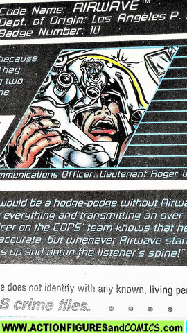 Cops 'n Crooks AIRWAVE crime files FILE CARD vintage 1989 C.o.p.s.