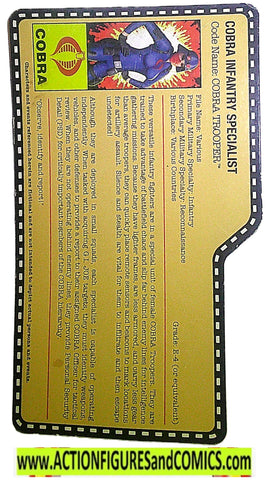 Gi joe COBRA Trooper FILE CARD Female Fan Club