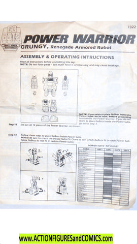 gobots GRUNGY 1984 INSTRUCTIONS vintage courageous