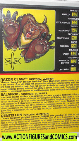 Transformers beast wars RAZOR CLAW Canada File Card