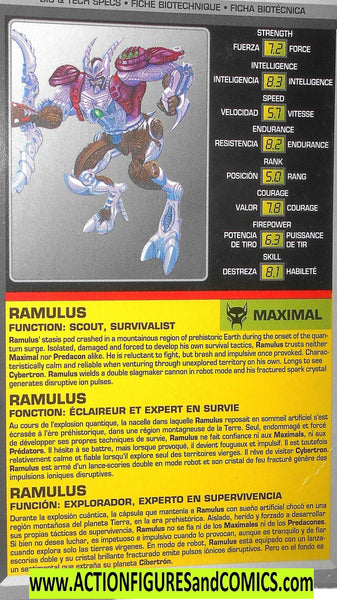 Transformers Beast Wars RAMULUS TM Canada tech spec ...