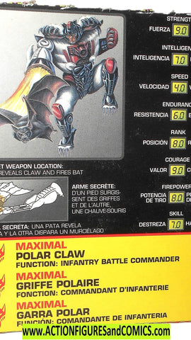 Transformers beast wars POLAR CLAW Canada File Card bear