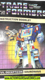 Transformers SOUNDWAVE 1984 instructions booklet vintage g1 1