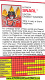 Transformers SNARL File card 1992 Techspecs G2 2 dino