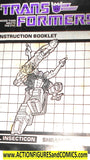 Transformers SHRAPNEL 1985 instructions stag beetle