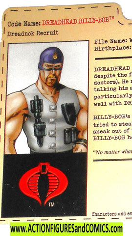 Gi joe Dreadnock BILLY-BOB FILE CARD 2004 convention sdcc