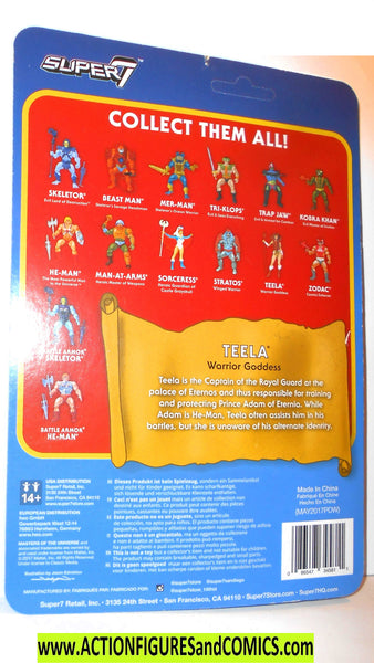 Figura De Acción Retro Masters Of The Universe Teela - Super7, 5.5 Pulgadas, Con Espada Y Escudo - Coleccionable