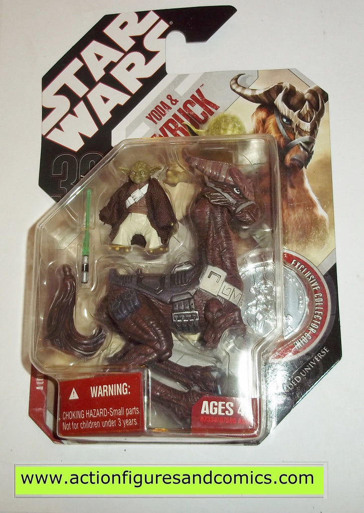 Star Wars 30th Anniversary Yoda W/ Kybuck Action Figure Hasbro 2007...