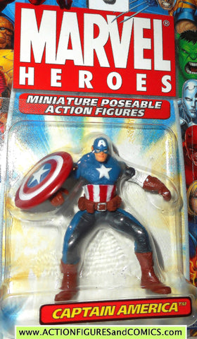 Marvel Heroes CAPTAIN AMERICA 2 inch miniature poseable action figures 2005 toy biz universe moc