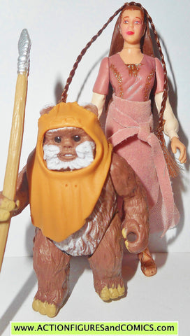 star wars action figures PRINCESS LEIA and WICKET THE EWOK collection 1998 complete power of the force potf