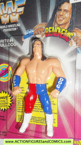 Wrestling WWF action figures BRITISH BULLDOG 1995 bend-ems justoys WWE moc