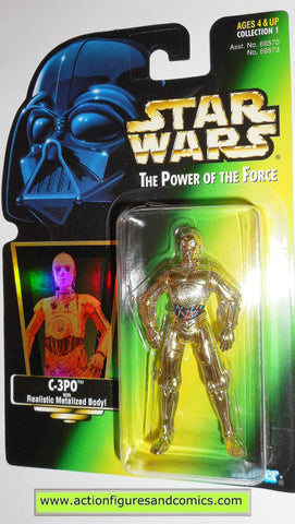 star wars action figures C-3PO Green card .01 power of the force hasbro toys moc