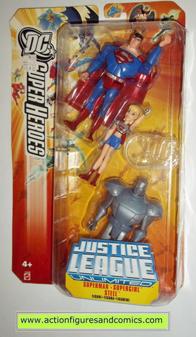 justice league unlimited SUPERMAN SUPERGIRL STEEL 3 pack moc mip mib dc universe mattel