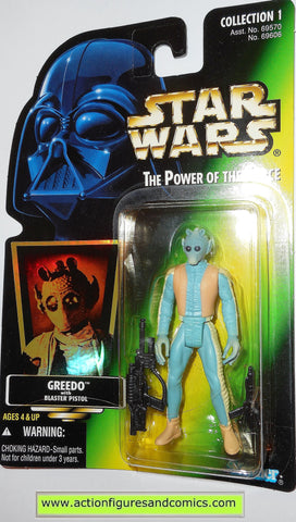 star wars action figures GREEDO .01 green hologram power of the force 1996