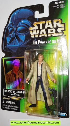 star wars action figures HAN SOLO ENDOR gear 00 power of the force 1996 hasbro toys moc mip mib