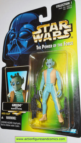 star wars action figures GREEDO .01 green photo card power of the force moc