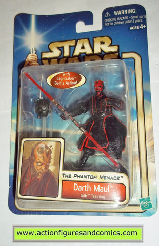 star wars action figures DARTH MAUL with training 2002 Attack of the clones saga movie hasbro toys moc mip mib