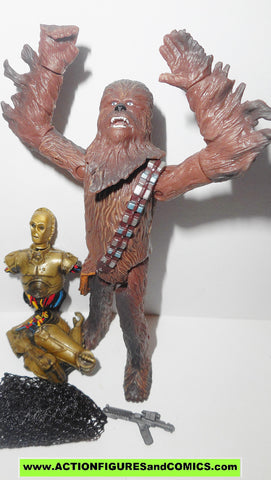 star wars action figures CHEWBACCA & C-3PO cloud city capture 2002 saga aotc
