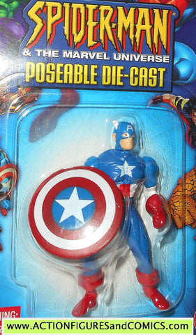 SPIDER-MAN Marvel die cast CAPTAIN AMERICA poseable 2002 toybiz MOC