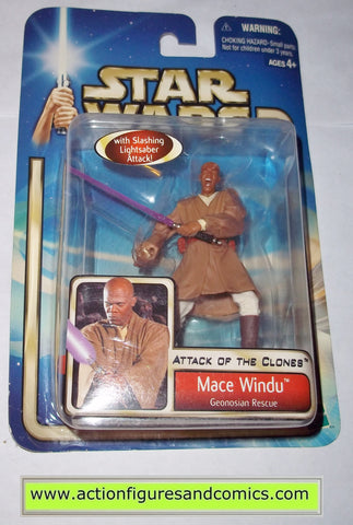 star wars action figures MACE WINDU geonosian rescue 2002 Attack of the clones saga movie hasbro toys moc mip mib