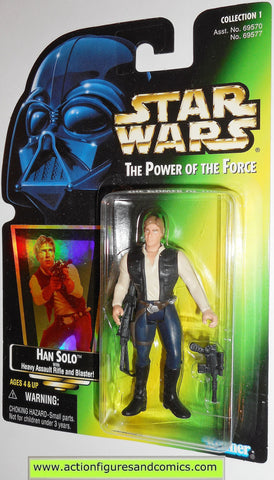 star wars action figures HAN SOLO green card power of the force 1996 1997 hasbro toys moc mip mib