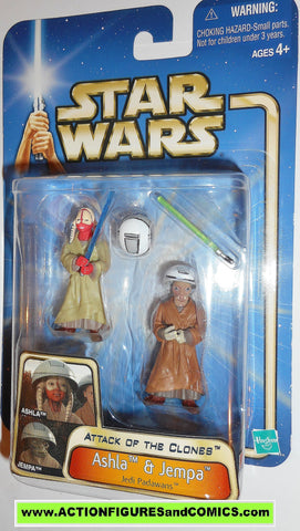 star wars action figures ASHLA JEMPA jedi padawans 2002 Attack of the clones saga movie moc