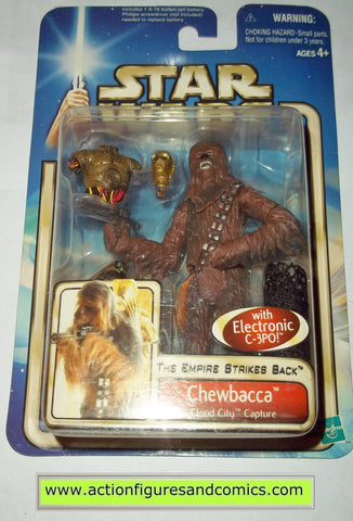 star wars action figures CHEWBACCA & C-3PO cloud city capture 2002 Attack of the clones saga movie hasbro toys moc mip mib