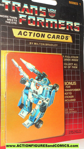 Transformers action cards MIRAGE indy race car autobot trading card 1985 000