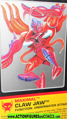 Transformers Beast Wars CLAW JAW 1996 squid tech spec
