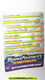 Transformers STARSCREAM Energon Trading card 2003 2004