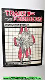 Transformers JETFIRE 1985 instructions booklet jet plane g1 1