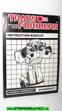 Transformers DOWNSHIFT omnibot instructions booklet mail away g1 1