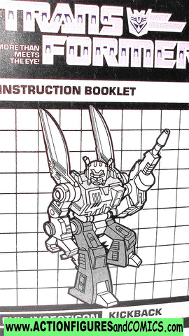 Transformers KICKBACK 1985 instructions booklet vintage g1 1