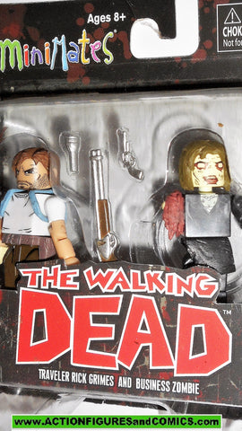 Walking Dead Minimates TRAVELER RICK GRIMES BUSINESS ZOMBIE Series 5 moc
