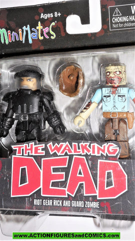 Walking Dead Minimates RIOT GEAR RICK GRIMES & GUARD ZOMBIE Series 3 2013 moc