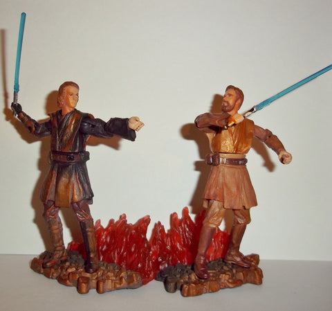 star wars action figures ANAKIN SKYWALKER & OBI WAN KENOBI mustafar duel