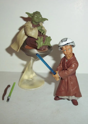 star wars action figures YODA & CHIAN padawan jedi 2002 attack of the clones yoda